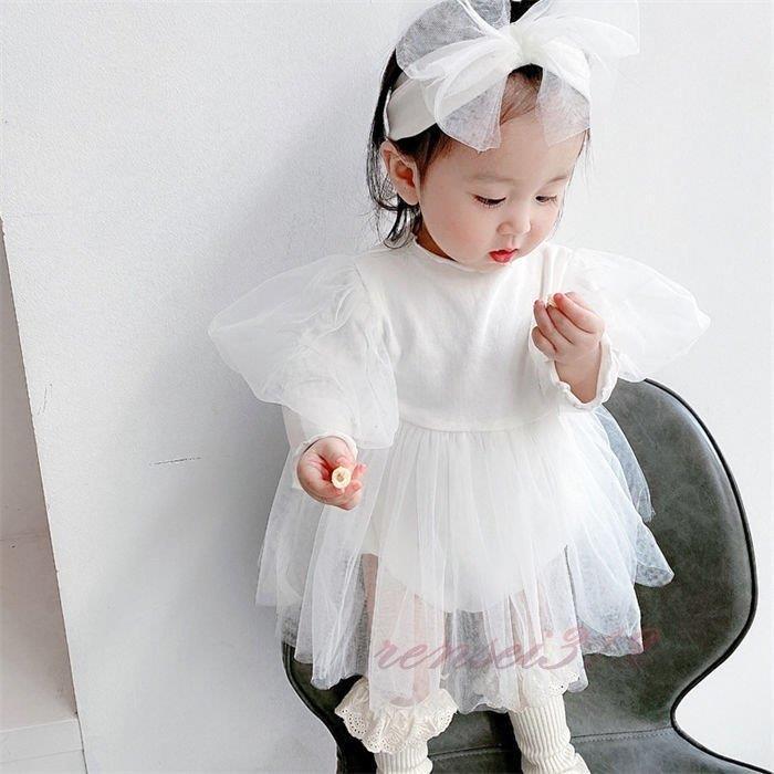 ベビー服 ロンパース 新生児 女の子 赤ちゃん服 ベビードレス チュールワンピース ベビードレス 韓国子供服 可愛い